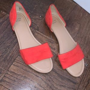 Red slip on sandals
